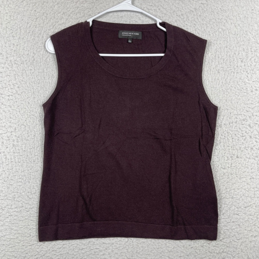 Jones New York Knit Tank Top Womens Large Purple Sleeveless Scoop Neck Casual